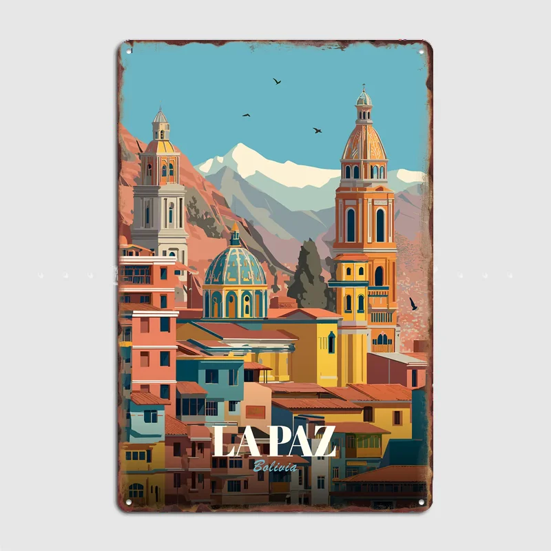 La Paz, Bolivia City Scenery Poster Metal Sign Room Decor Wall Custom Bedroom Indoor Home Wall Decor Posters Room Decoration