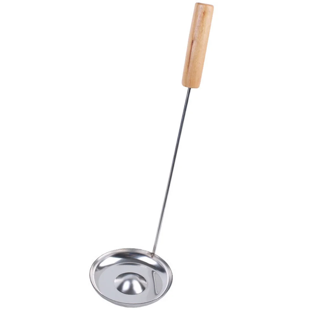 

Wooden Handle Spoon Stainless Steel Concave Convex Non-Stick Kitchen Frying Snack Tool Frying Food Mold