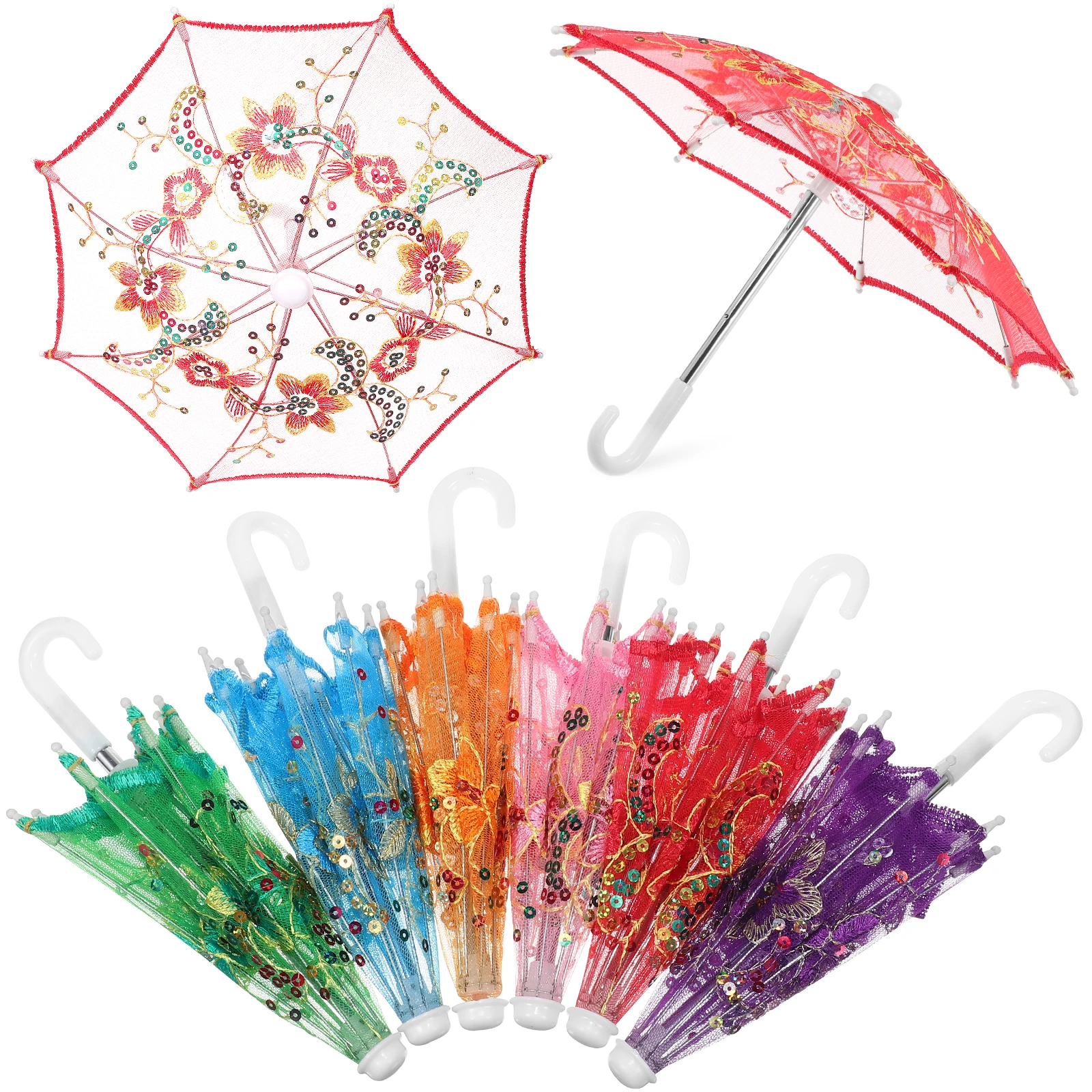 

6 pcs Mini Decorative Umbrella 28x22cm Lace Parasol Bulk Party Photo Prop Small Wedding Toddler Vintage Accessories Fashion