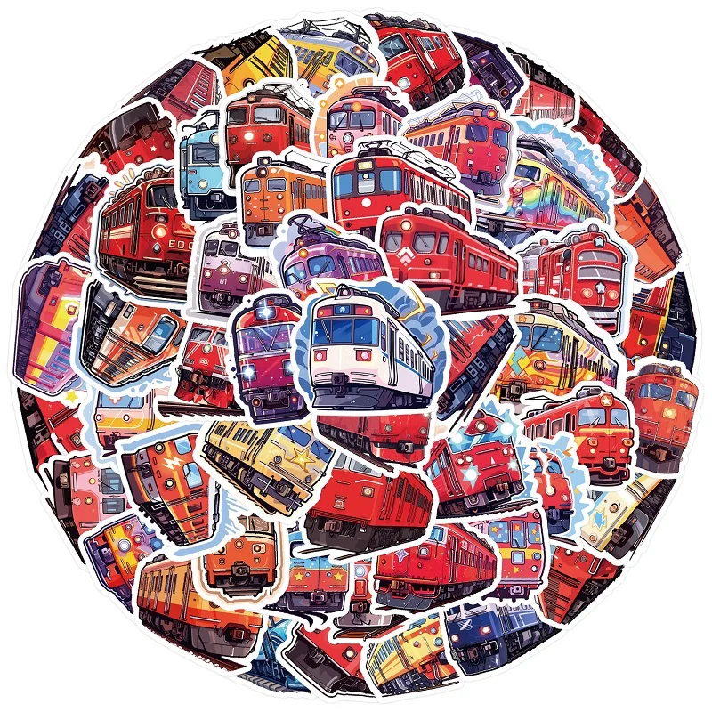 50pcs Locomotive Graffiti Stickers, Water Cup Computer Luggage Skateboard Waterproof Decoration Train Stickers