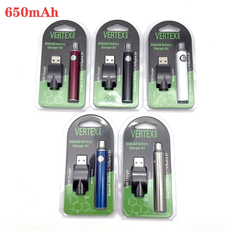 5-30pcs Vertex 510 스레드 예열 배터리 충전기 키트 350mAh/650mAh/900mAh/1100mAh Vape 배터리 펜 전자 담배 510 카트리지
