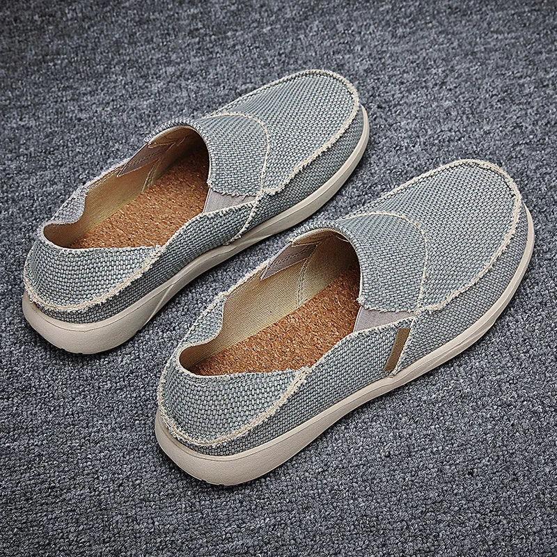 2024 Summer Men Canvas Shoes Espadrilles Breathable Casual Shoes Men Loafers Comfortable Ultralight Lazy Boat Shoes Big Size 47