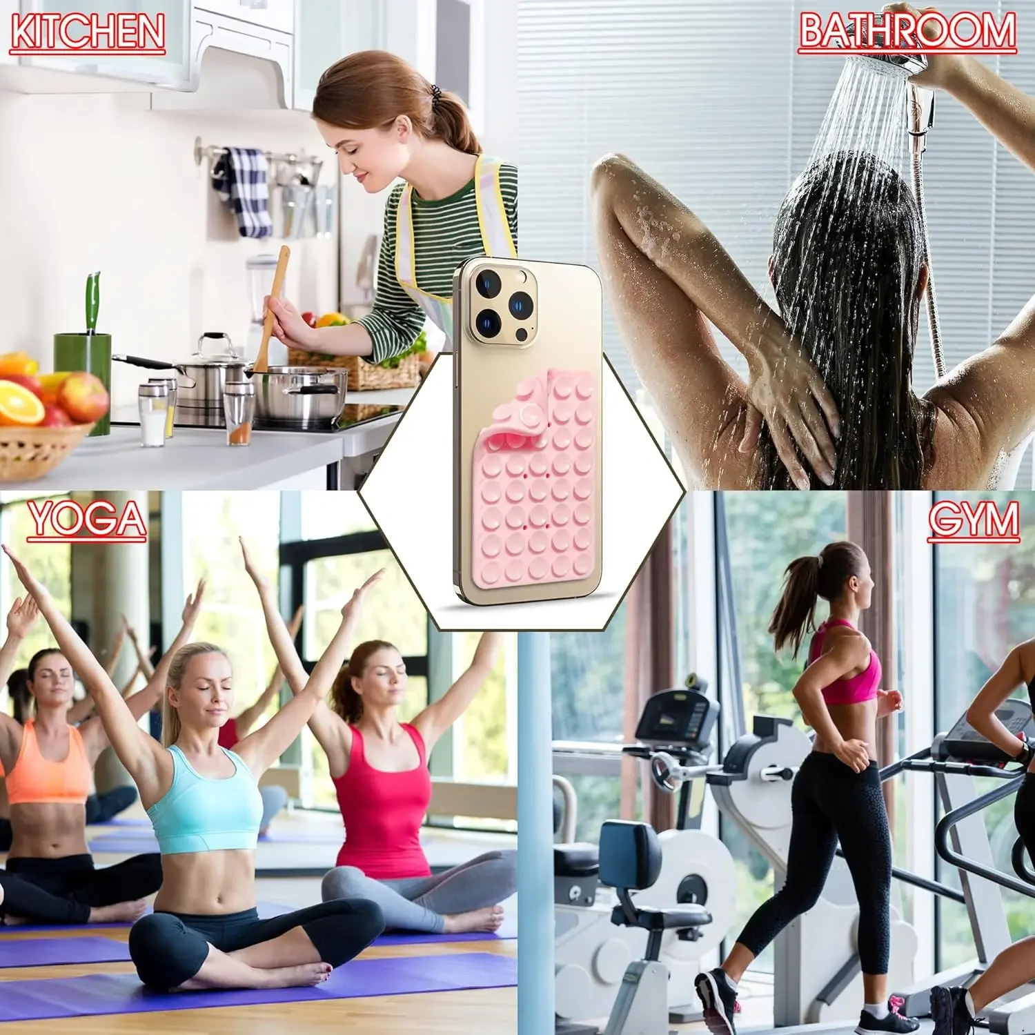 Double Sided Silicone Suction Cup Phone Case Detachable Stand For Hands-Free Wall Stand For Selfies And Videos image 4