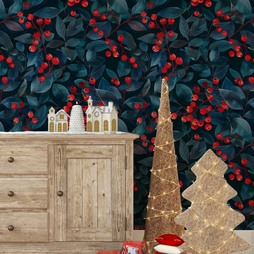 

Рождественские цветочные обои, водостойкие, износостойкие, самоклеящиеся наклейки на стену, съемные, для украшения дома