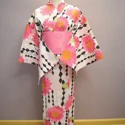 Kimono tradizionale giapponese YUKATA cotone ragazze adolescenti signore girasole nuovo stile 160cm