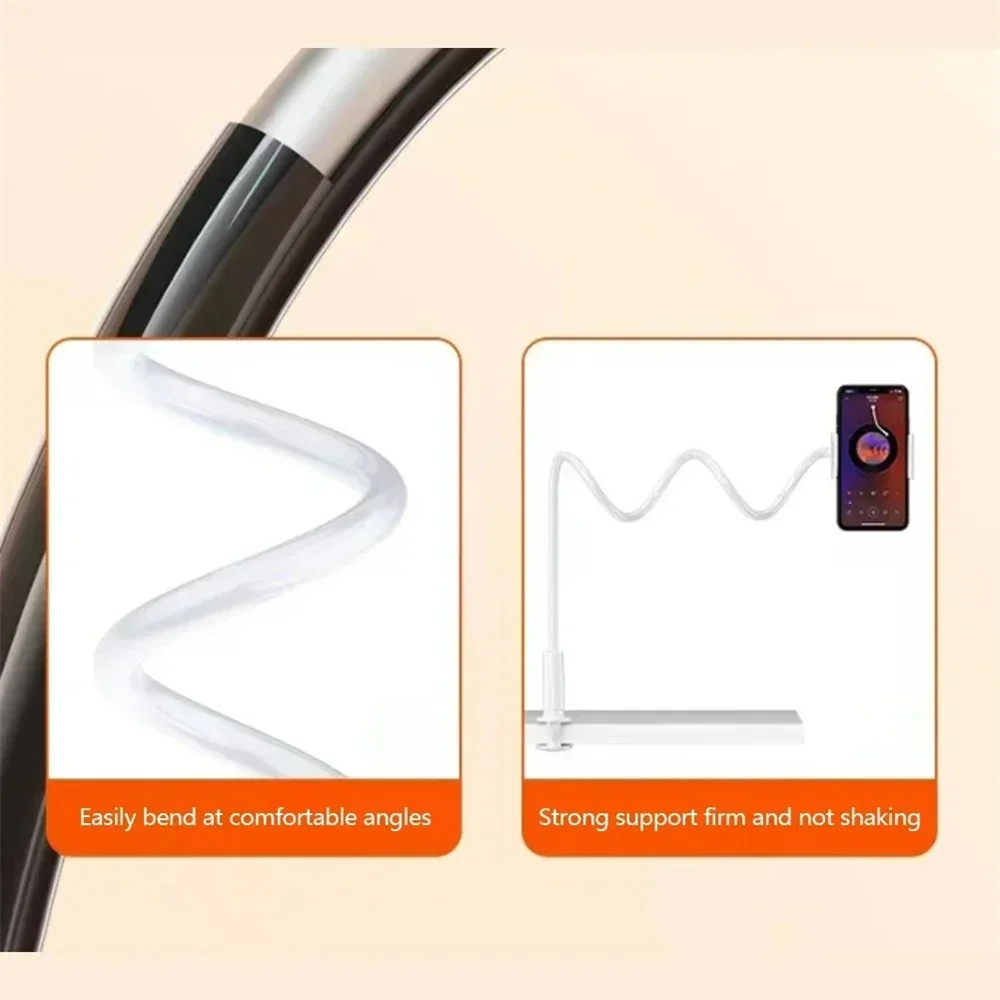 كسول معقوفة الذراع الطويلة كليب قوس 360 °   حامل هاتف علوي مرن لسطح المكتب بجانب السرير لهاتف iPhone Samsung Live Stream