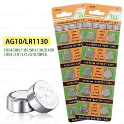 10-100pcs AG10 LR1130 Button Battery LR54 SR54 389 LR54 189 D89 1.55V Coin Cell for Watch Alarm Clock Calculator Toys Batteries