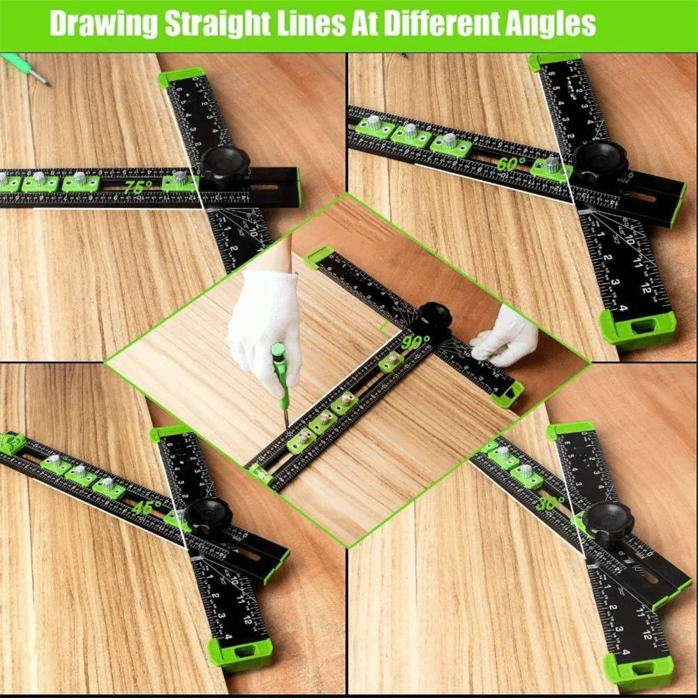 T-Square Ruler Drill Locator 2in1 Adjustable Angle Woodworking Tools High‑precision DIY Tools Sliding Stop Locator