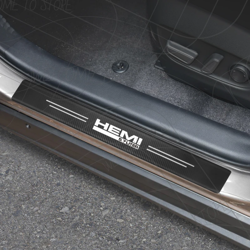 4/5 قطعة ل V8 HEMI 5.7 لتر شعار قائد جراند شيروكي ألياف الكربون عتبة الباب عتبة قطاع الكسوة الشارات جذع ملصقات السيارات