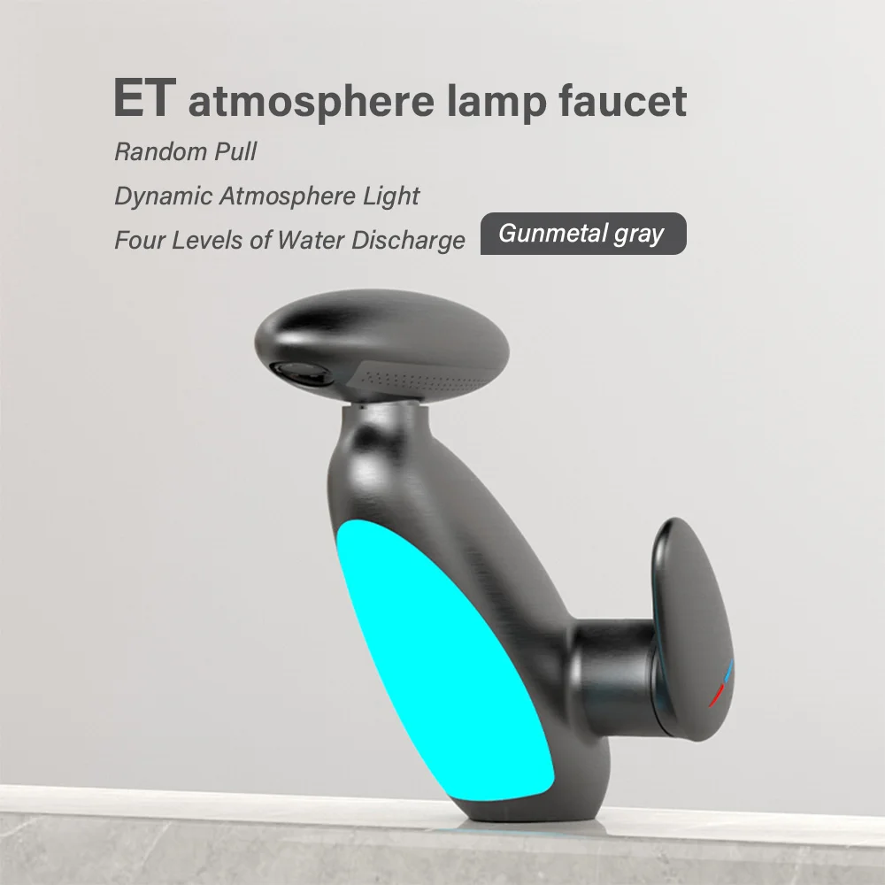 

Чувствительный к температуре 4-режимный смеситель для раковины с большой светодиодной подсветкой, смеситель для раковины с горячей и холодной водой, смеситель для мытья с одним отверстием для ванной комнаты