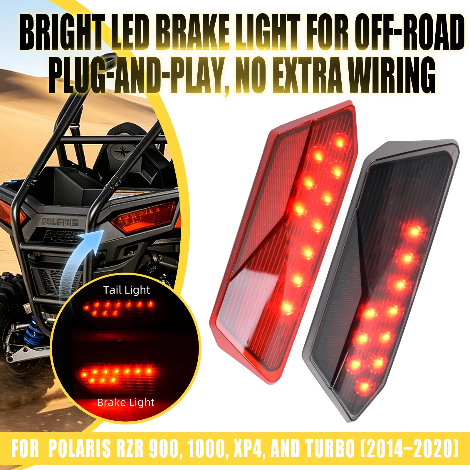 For Polaris RZR 1000 900 XP 4 Turbo 2014 2015 2016 2017 2018 2019 2020 LED Tail Lights Rear Brake Running Driving Stop Lamp