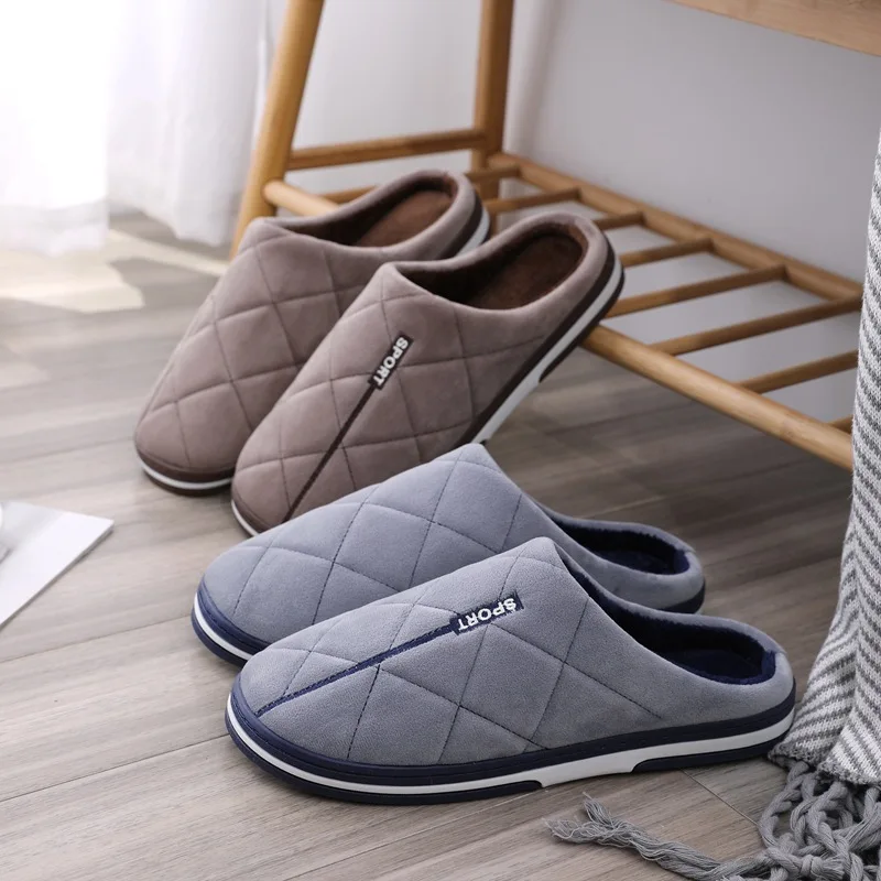 Size 47 48 49 50 Men Autumn Winter Warm Big Size Cotton Slippers Large Size Plus Home Bedroom Casual Shoes House Indoor Slides