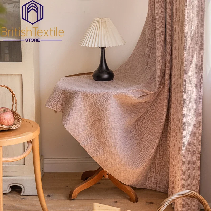 

Decor High Blackout Chenille Three-dimensional Herringbone Pattern Jacquard Cherry Blossom Pink Children's Shaped Curtains