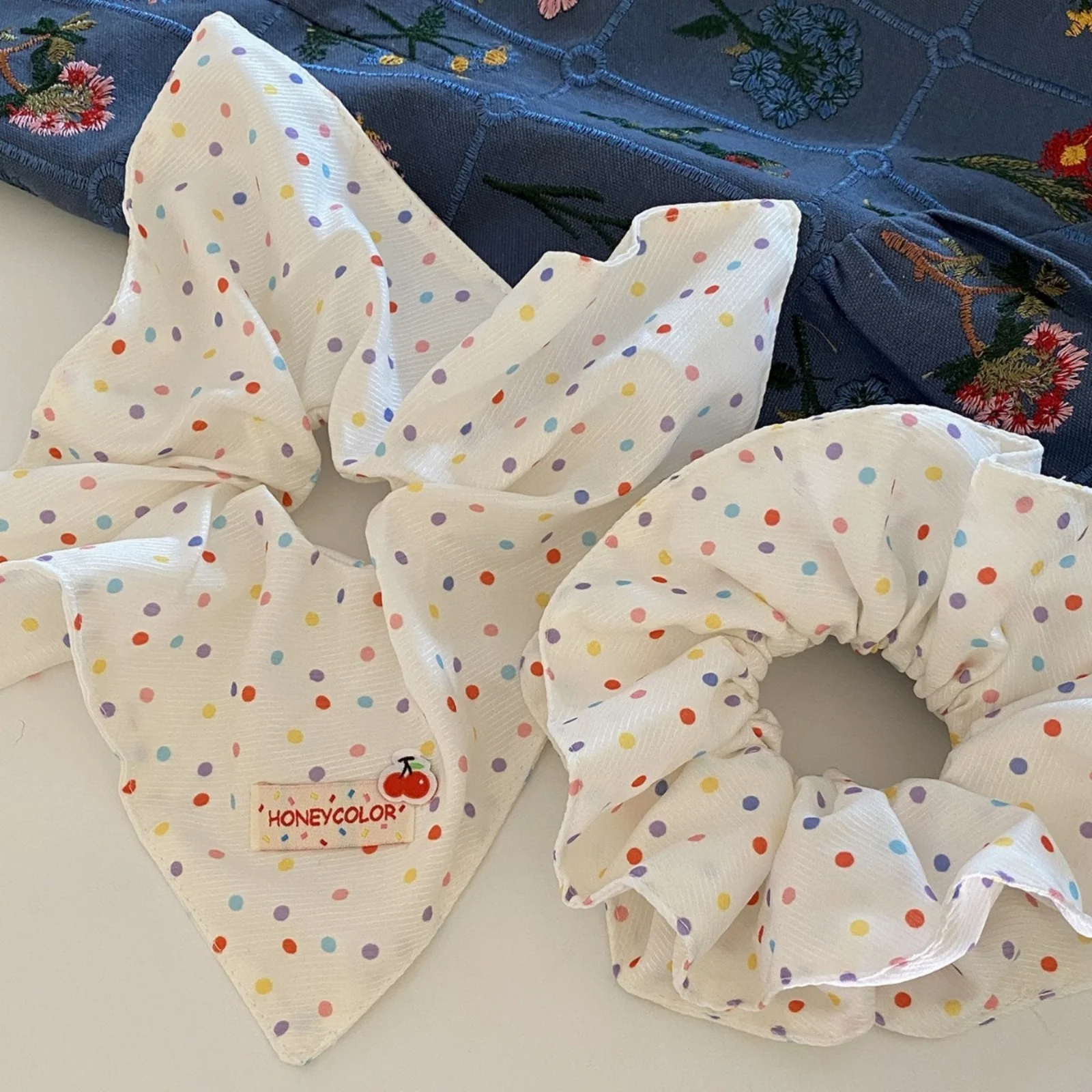 

1 шт., набор милых аксессуаров для волос в горошек — бантик и резинка для волос, красочный дизайн в горошек, идеально подходит для повседневного использования и вечеринок