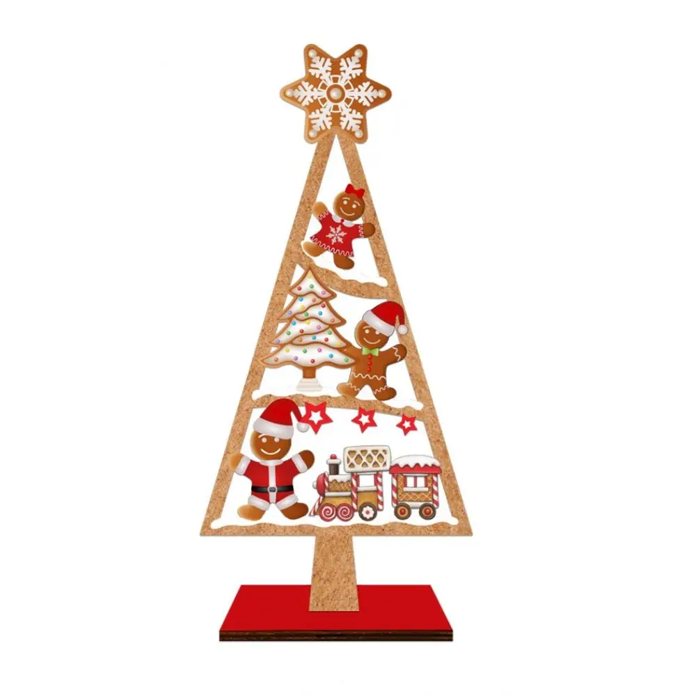 Criativo árvore de natal decoração de mesa papai noel carta mesa sinal diy artesanato ornamento de mesa de madeira decoração para casa