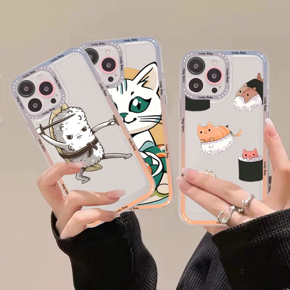 

Cartoon sushi Phone Case For iPhone 15 13 14 Pro Max XS XR 12 11 Pro 13 Mini Soft Clear Back Cover