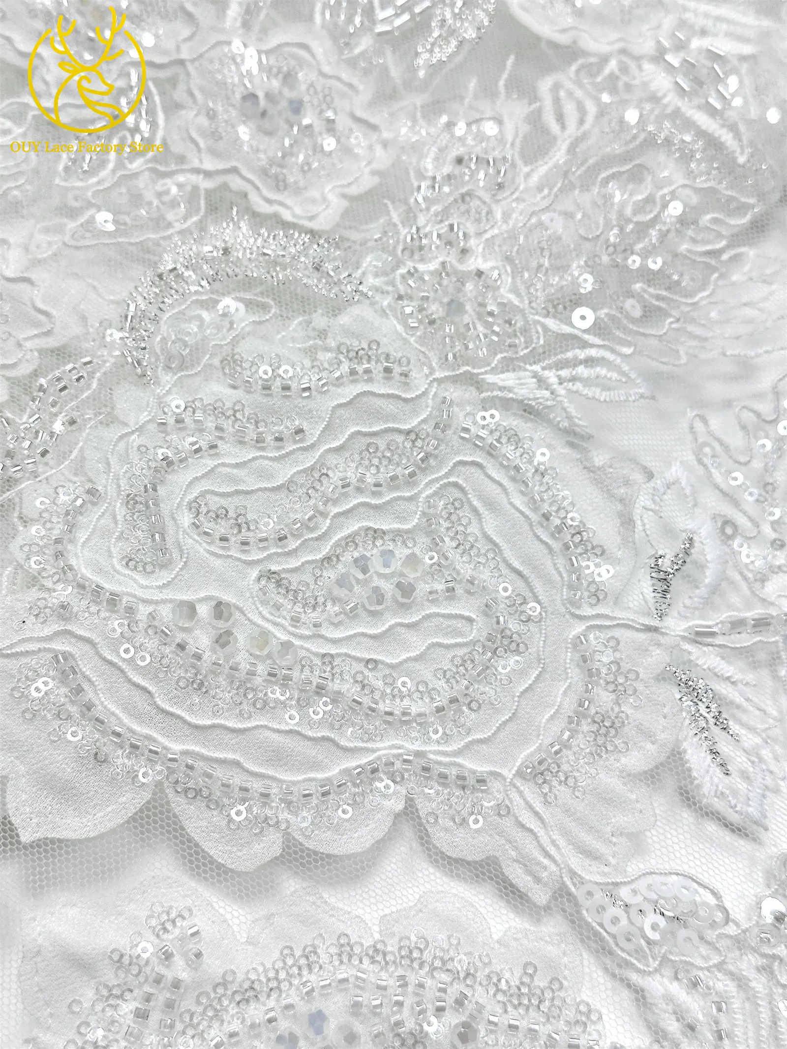 Modische Elegante Französische Brautkleid-Spitze mit Stickerei und Perlen 2026 Hochwertige Nigerianische Afrikanische Pailletten-Spitze für Hochzeitskleider – Detail 14