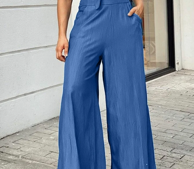 女性の夏の多用途ジャンプスーツ ソリッドカラーで実用的なポケット カジュアルな機会に実用的なアイテム