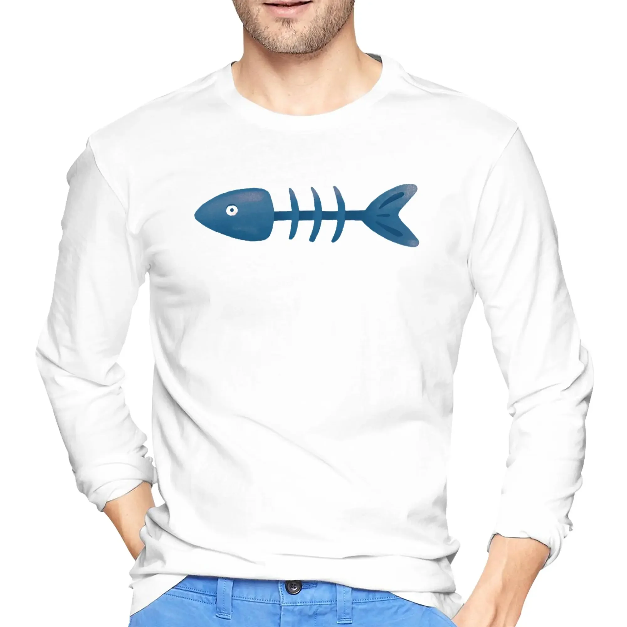 

Мужская футболка с длинными рукавами Poor Fish, повседневные футболки с круглым вырезом, весенние и осенние мужские топы