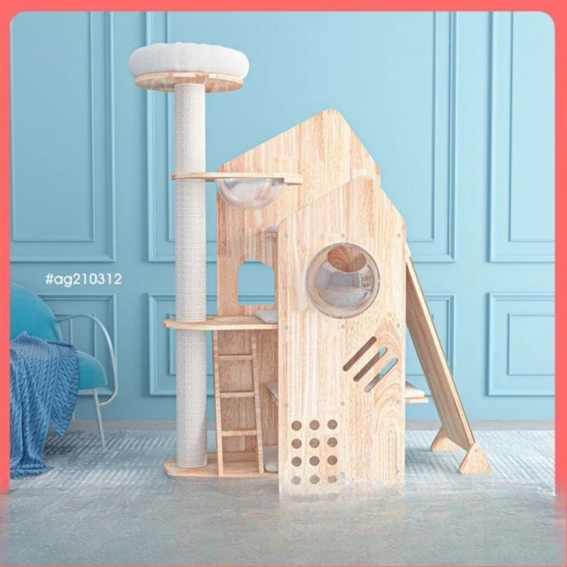 Cat climbing frame cat nest cat tree integrated solid wood