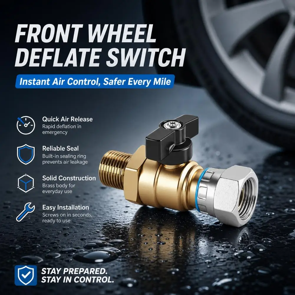 Heavy Duty Brass Brake Cylinder Switch Male to Female Thread Air Line Shutoff Valve Manual Control Valve for Truck Trailer