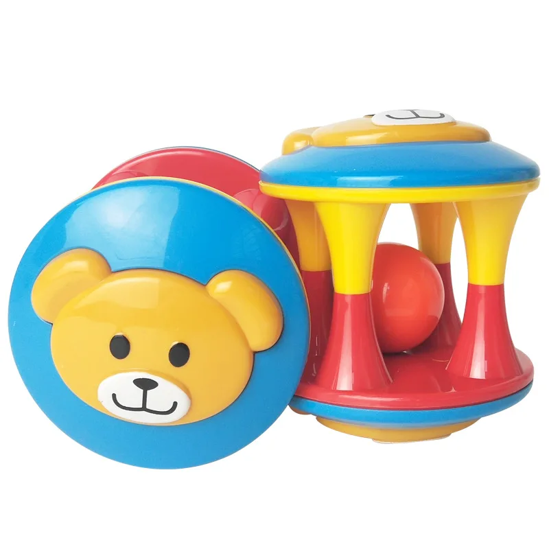 Cute Fun Baby Toys Cartoon Animal Ball Double-headed Bear Bells  Mobile   Rattle Infant Develop Intelligence Children Toy Gift