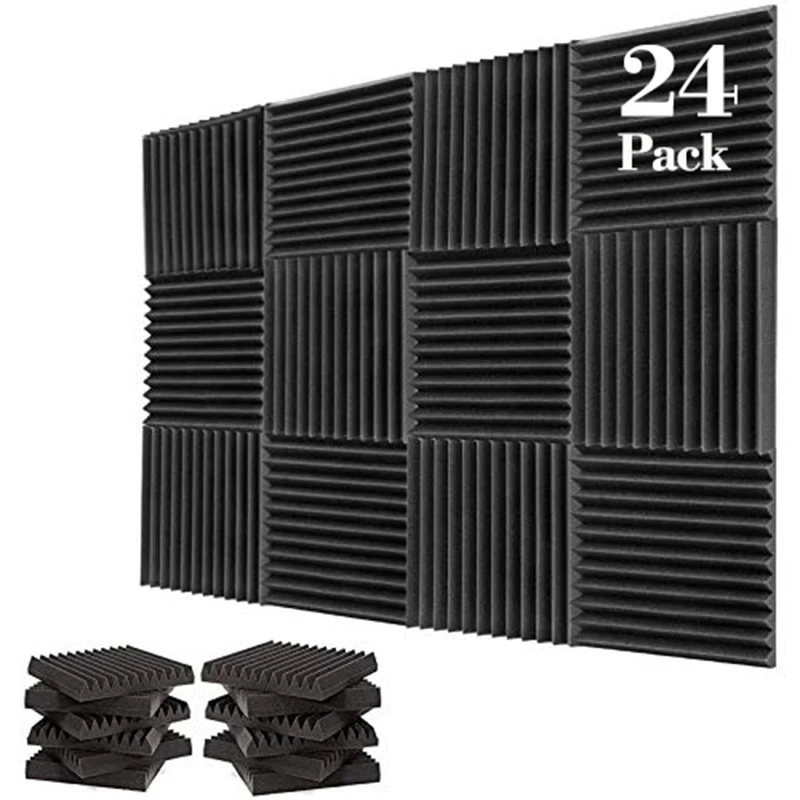 

24pcs 1" X 12" X 12" Studio Acoustic Foam Panel Soundproof Wall Sound Absorption Treatment Panel Sponge Sealing Strip Ktv Room