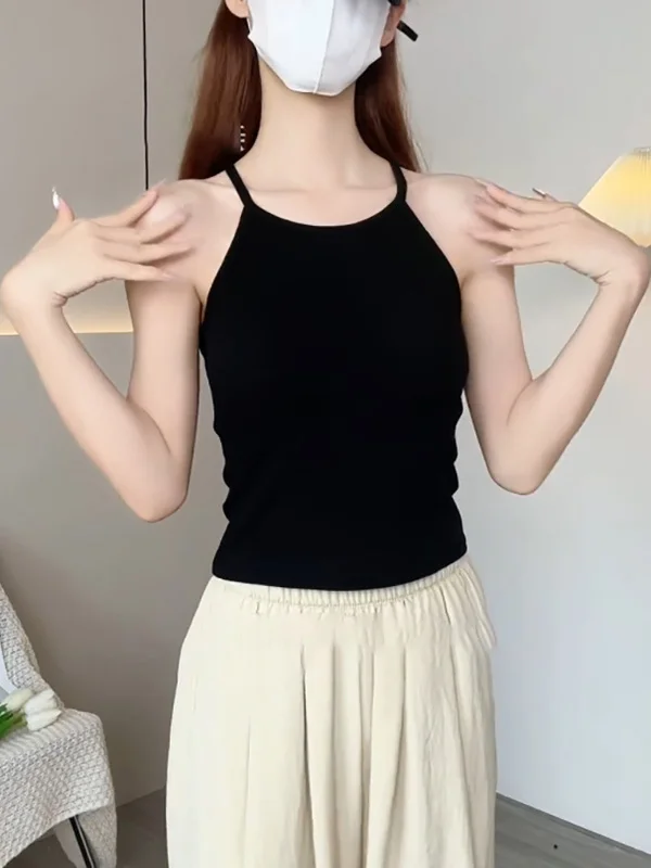 Summer Sports Csole Tank Top Women's plus Size with Chest Pad Work Letter Ba Strap Vest White Underwear Inner irt