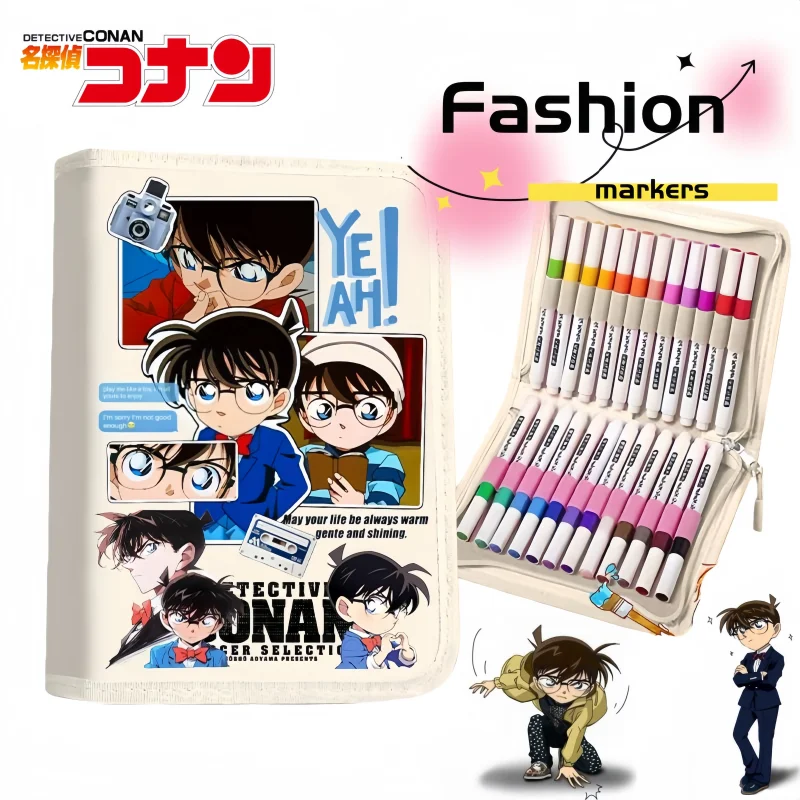 

Detective Conan Acrylic Marker for Students, Anime Cartoon Style, Non-Porous Layerable Colors, Storage Bag, Drawing Pens