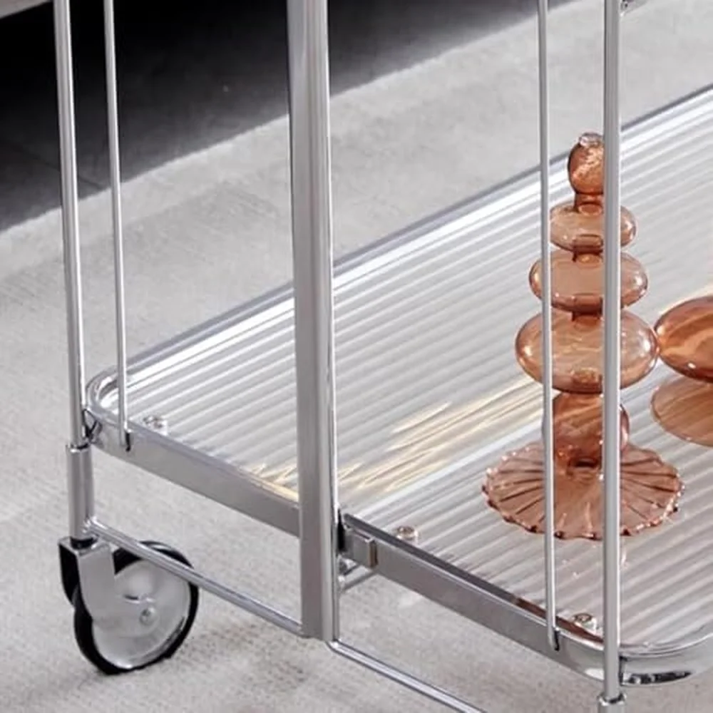 Rolling Bar Cart with Wheels & Handle – Versatile Serving Trolley for Home Kitchen & Dining Coffee & Tea Drink Station