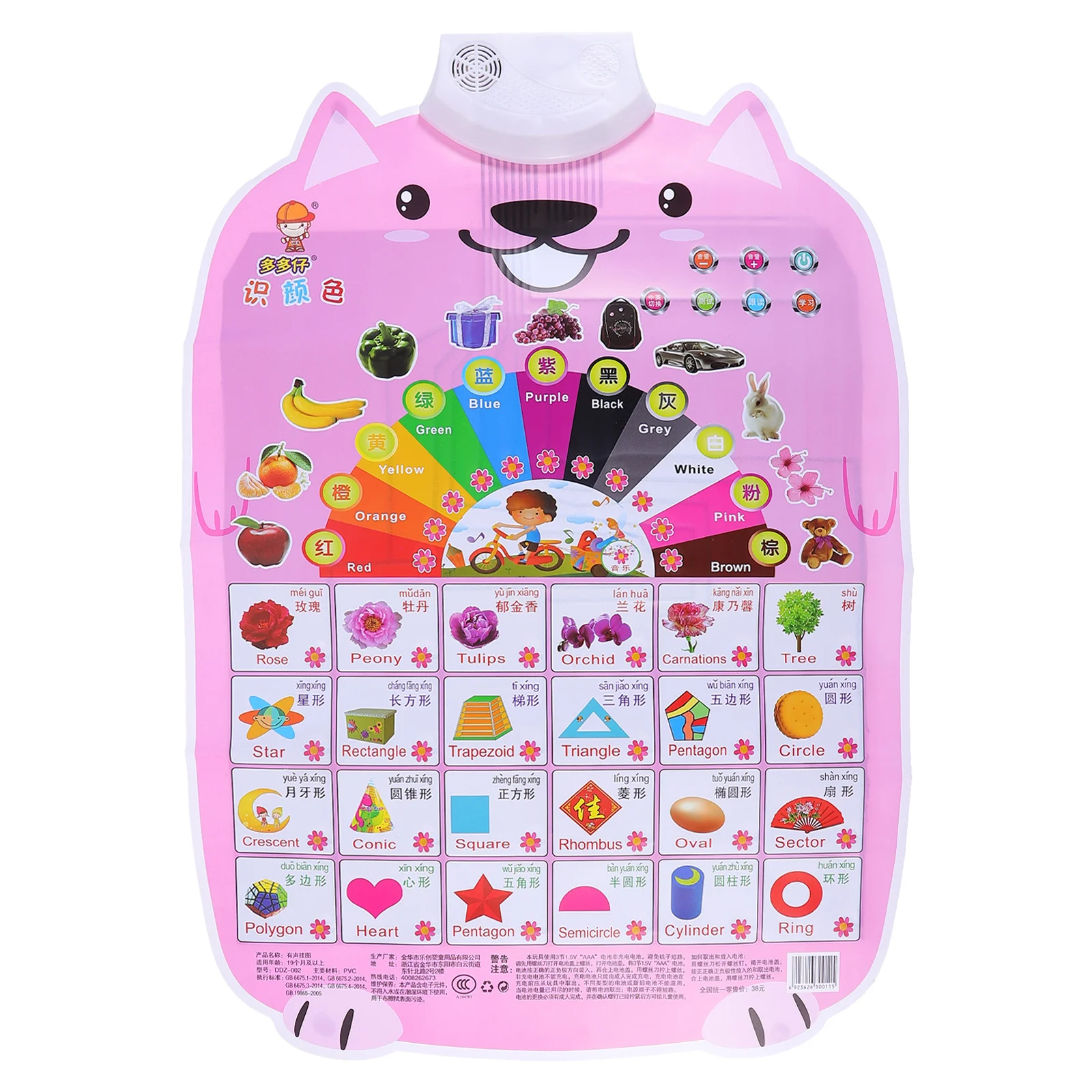 1 pezzo di apprendimento dell'inglese che parla poster grafico bilingue grafico di apprendimento per bambini con audio educativo per bambini