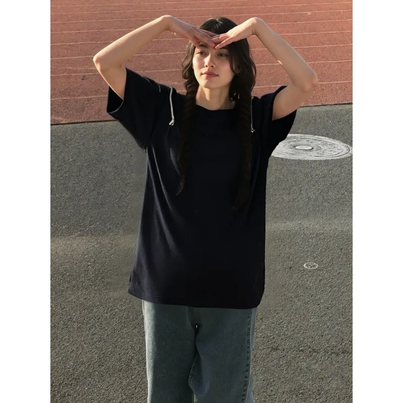 

2026 Spring and Summer Cross Star Zipper Trend Design Casual Shoulder Zipper T-Shirt