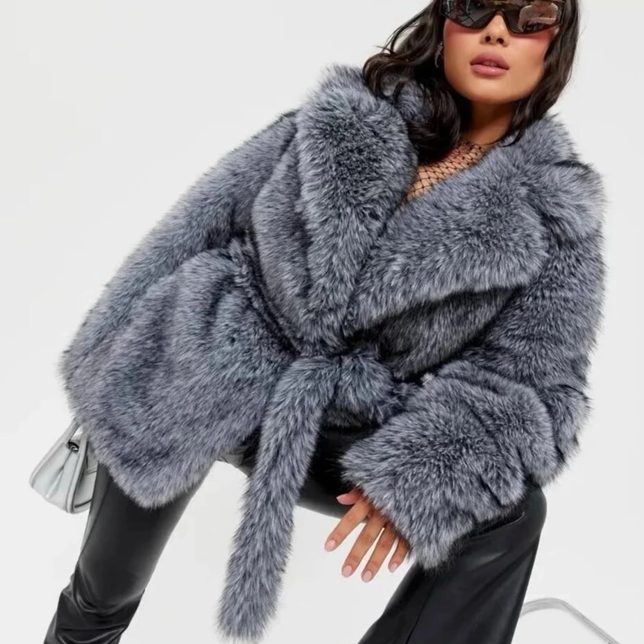 HOOOFUR New Silver Fox Fur Faux Feather Underwear Women'S Fake Fur Coat Sexy Fur Skirt Styles Can Be Customized Plus size