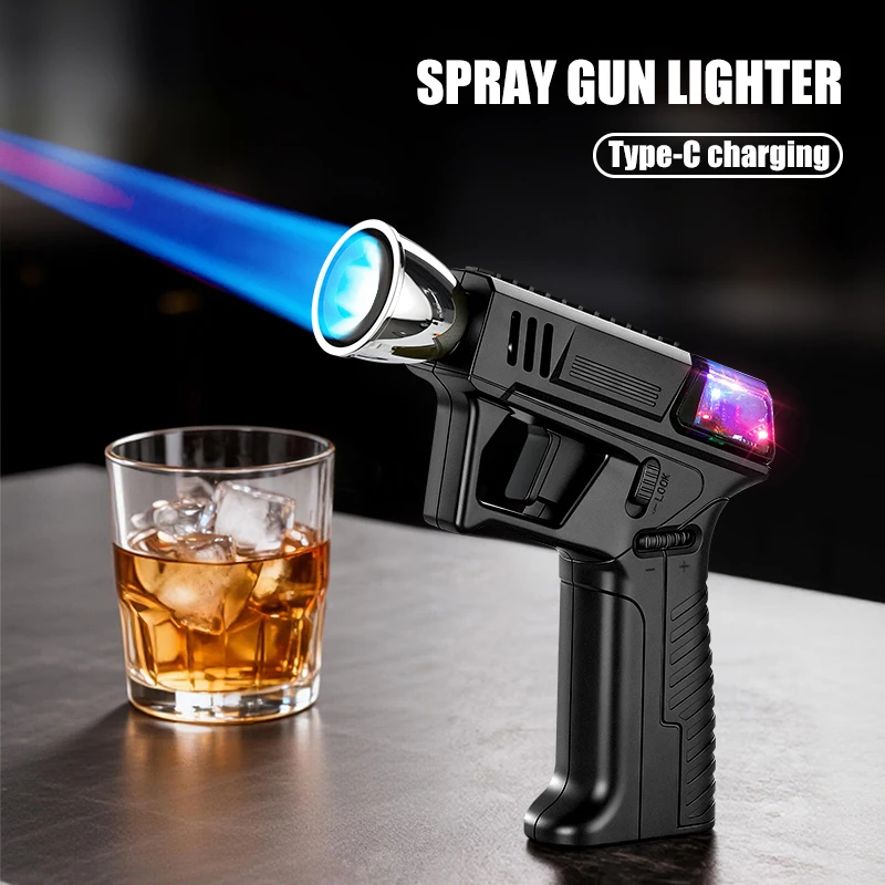 

Spray Gun Blue Flame Lighter Adjustable Flame Size Safety Lock Design Sustainable Ignition Smoking Accessories