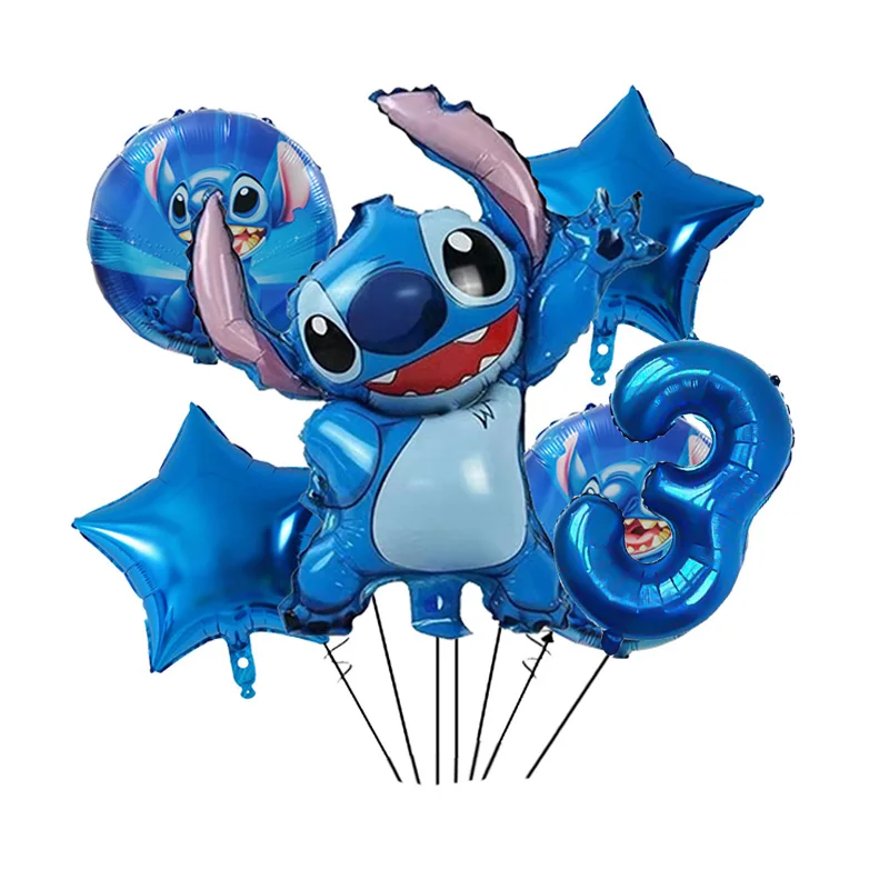 6pcs-set Disney Lilo & Stitch Number Balloon Birthday Party Balloon Decoration Supplies Baby Shower Memorial Day Decor Balloon