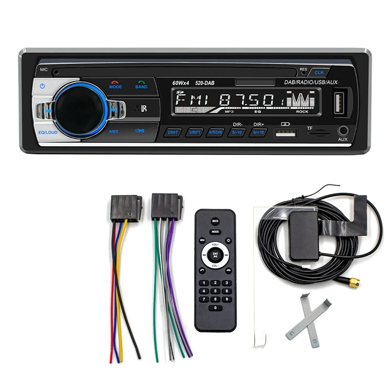 Radio DAB+ Car MP3 Multimedia Player JSD-520 AM FM Audio Stereo Receiver Car Stereo As Shown Plastic 12V In-Dash 1Din Bluetooth