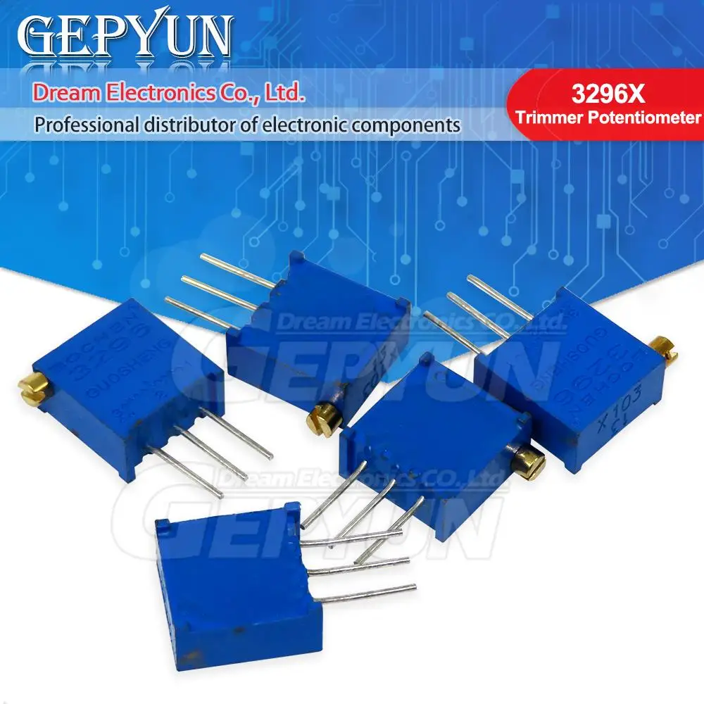 10 stücke Widerstandsohm der Serie 3296x3296 1k 2k 5k 10k 20k 50k 200k 500k 1m Ohm 100r 200r 500r Trimpot-Trimmer-Potentiometer