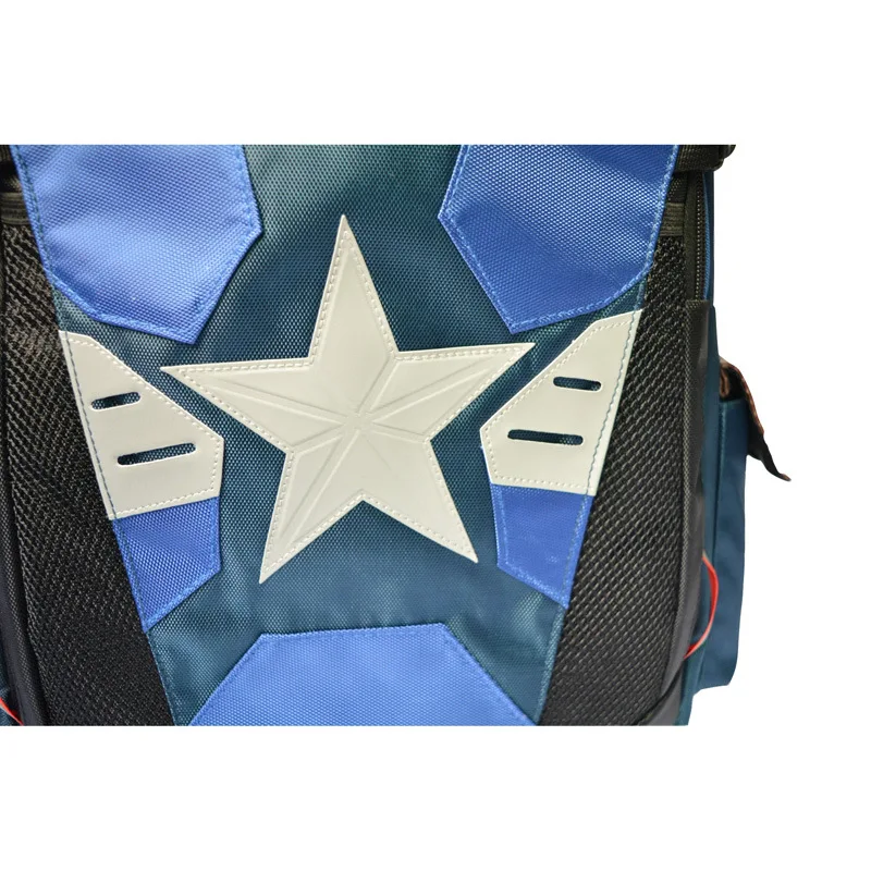 MINISO Disney Marvel Captain America Backpack Student Backpack with Luminous Strip Design School Bag Multi-Pocket Bag