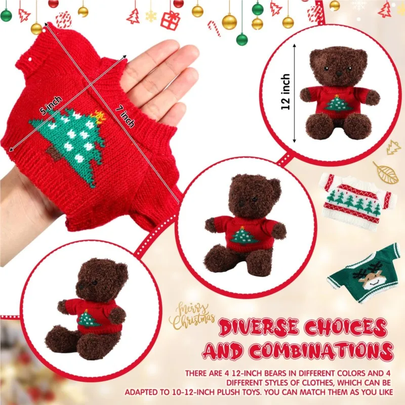 Bonecas De Urso De Pelúcia Para Meninas, Ursinhos De Pelúcia, Acessórios De Boneca, Troque De Roupas, DIY, Presentes De Natal, 1Pc