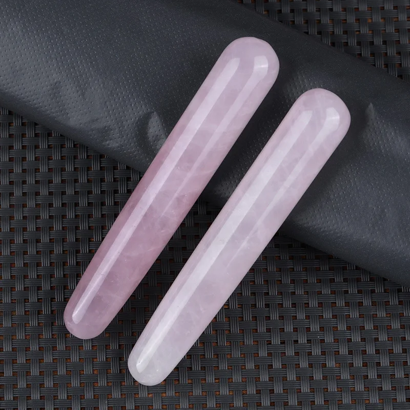 Massage Stick Rose Quartz Yoni Wand Natural Stone Crystal Kegel Exercise Massage Wood Magic Stone Ornament Gifts Gemstone Crafts