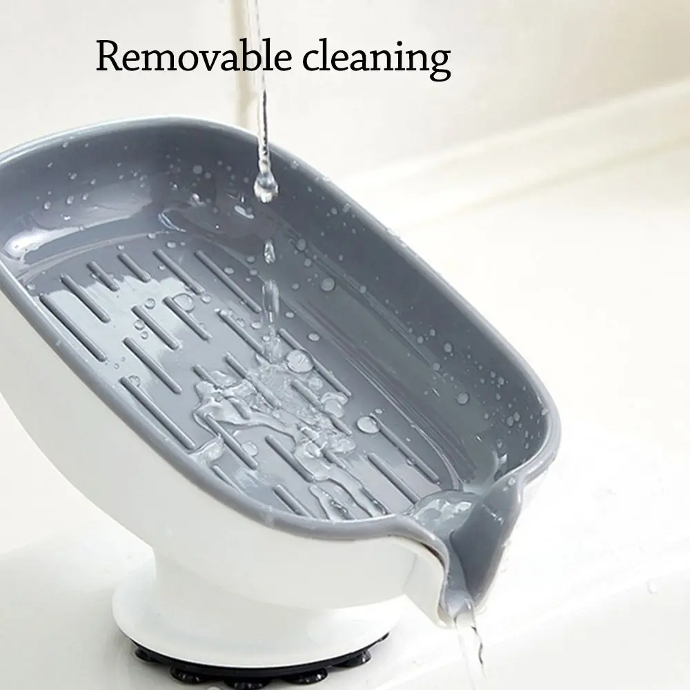 Durable Plastic Suction Cup Soap Dish With Drain Water Multifunctional Soap Holder Drain Soap Box for Bathroom Supplies