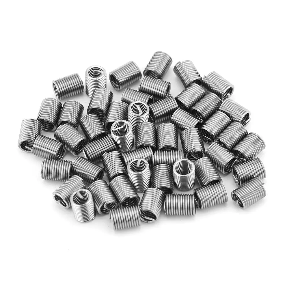 50Pcs M6x1.0 Stainless Steel Helical Thread Inserts Self-Tapping Repair Tool Kit