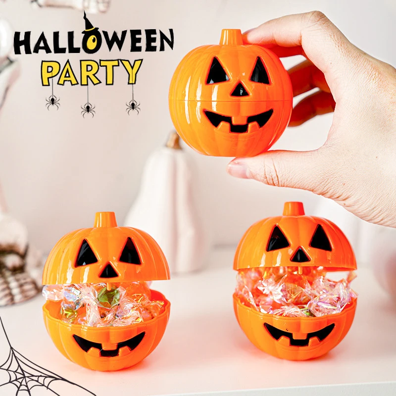 1/5/10pcs Pumpkins Or Candy Fillable Orange Halloween Pumpkin Eggs Candy Holder Containers For Halloween Egg Hunt Treats Party