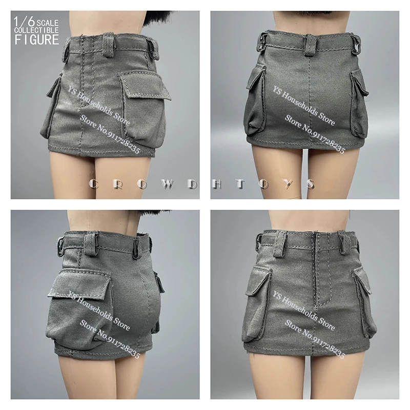 

1/6 Female Soldier Hip Hop Punk Long Sleeve Zip Design Short Jacket Functional Windbreaker Hot Skirt Toy For 12" Action Figure