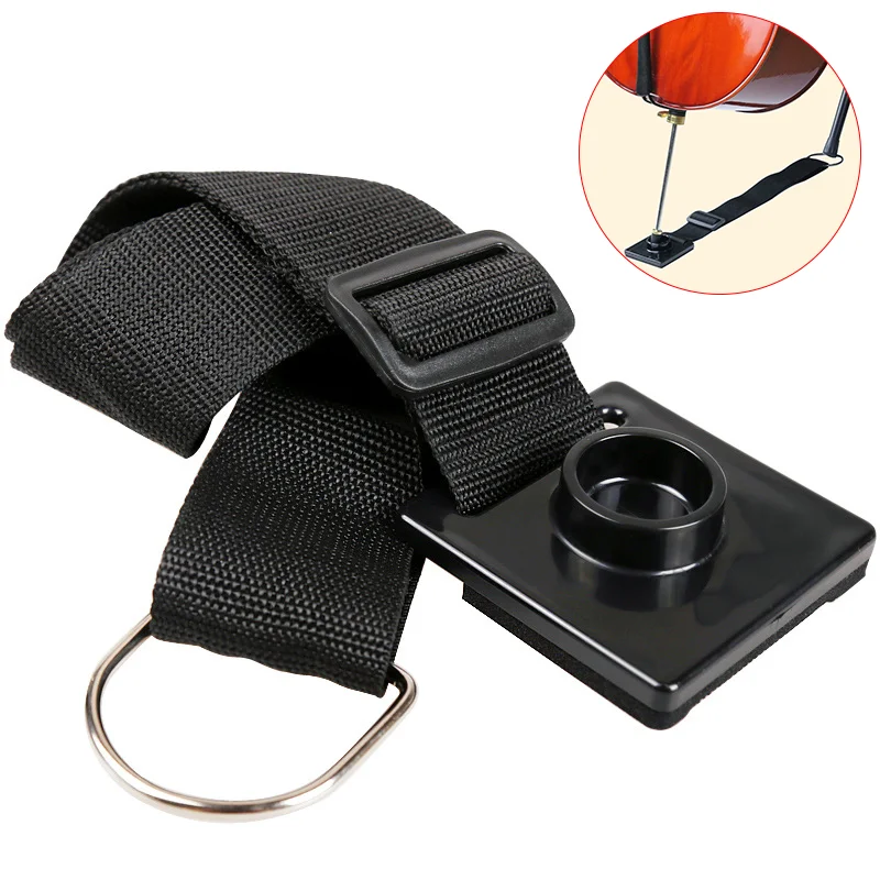 Cello Endpin Anchor Black Cello Slip Stopper, Non-slip with O-ring Thick Pad Anti-Scratch Sponge Adjustable Strap for Cellists