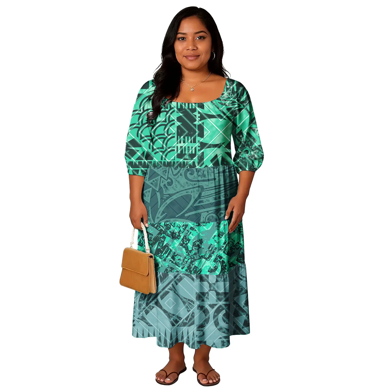 فستان بولينيزي مخصص حسب الطلب لحفلات الكوكتيل كلاسيكي ساموا مقاس كبير فستان نسائي جزيرة فيجيان أنيق حورية البحر #4