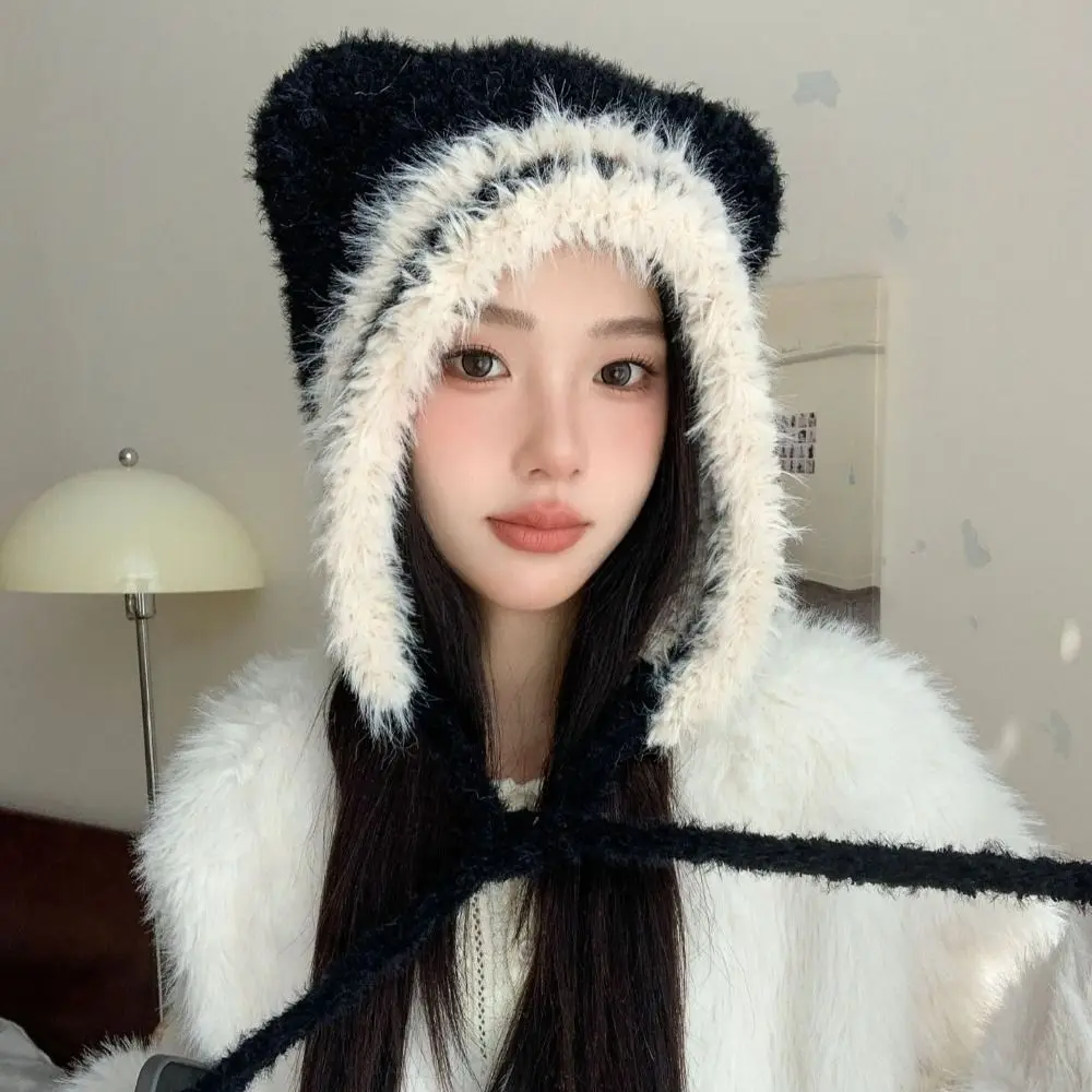 

Милая вязаная шапка с кошачьими ушками Мягкие толстые теплые зимние шапки шапка Плюшевые Пушистые блестящие женские шапки для девочек