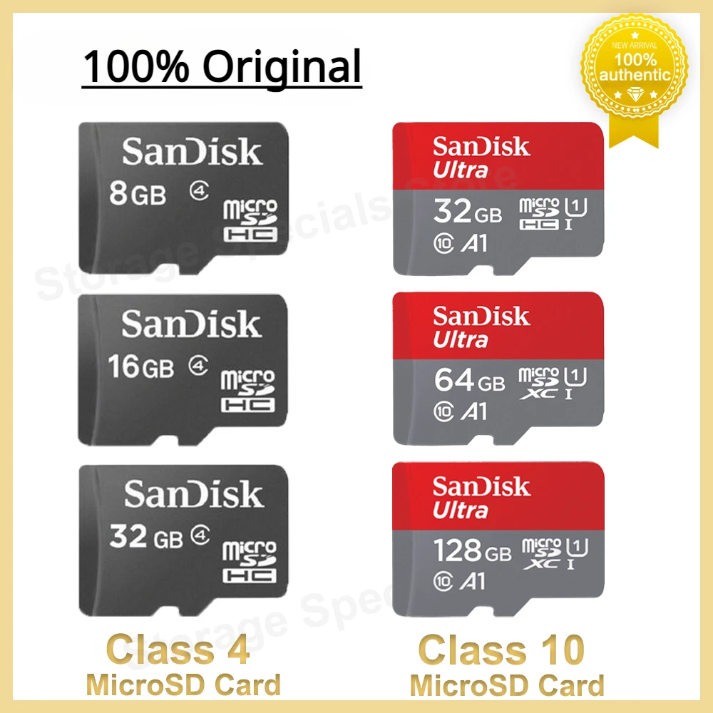 SanDisk Ultra MicroSDXC UHS-I Memory Card C10 Full HD A1 SanDisk MicroSDHC C4  MicroSD Card Trans Flash Card for Android Phone