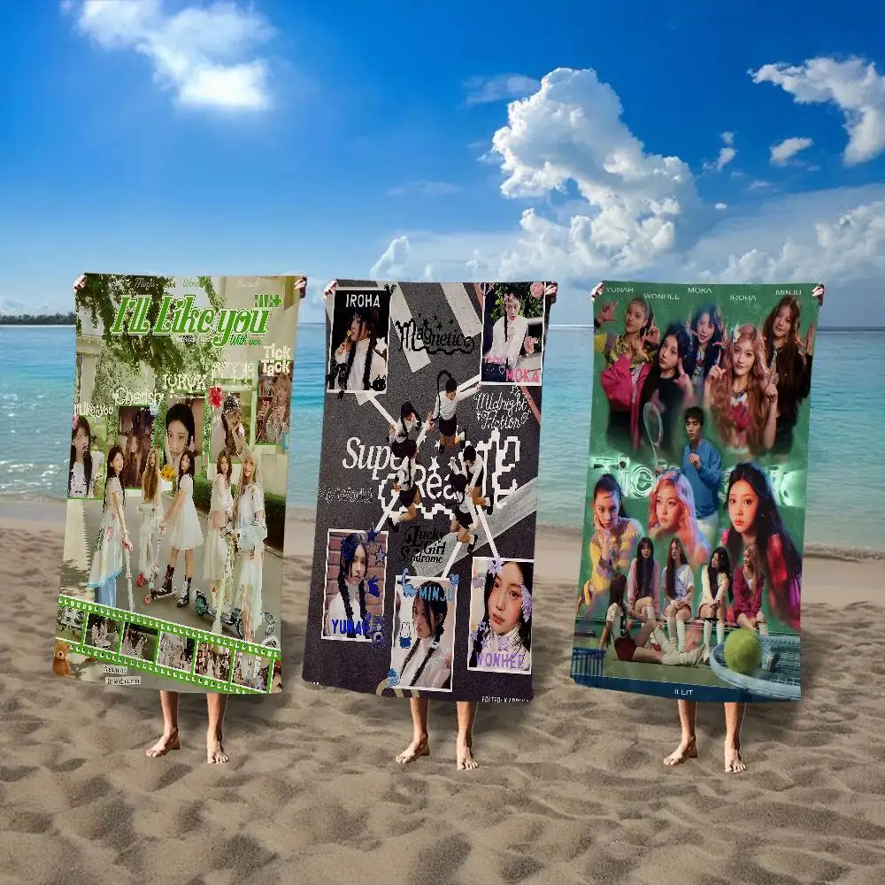 Korean Kpop I-illit Music Microfiber Printed Beach Towel Mountain Climbing Yoga Beach Swimming Running Absorbent Soft Towel
