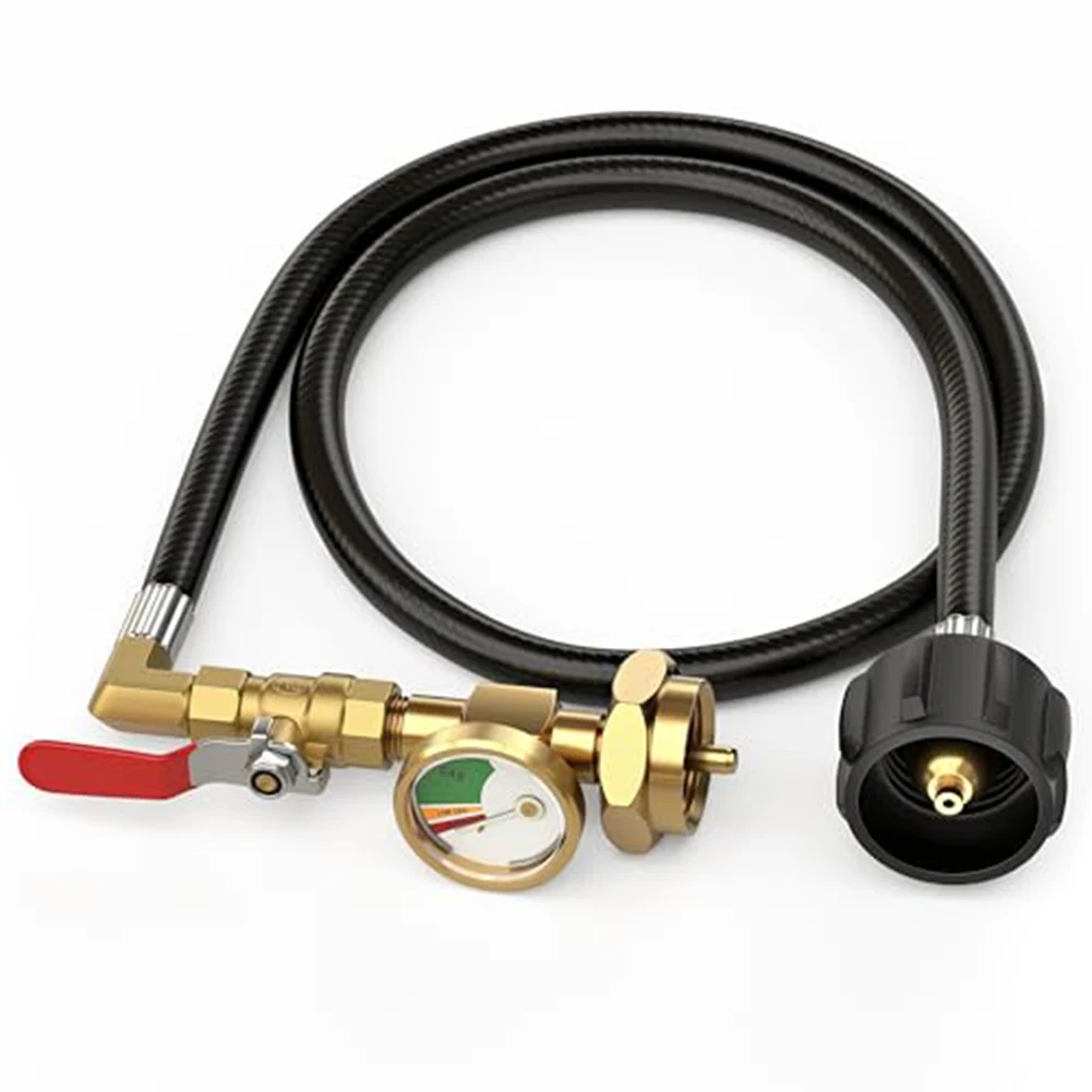 

Propane Refill Adapter with 3 Foot Hose and Pressure Gauge Heavy Duty Brass Leak Proof for Camping and Outdoor Use